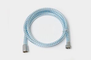 淋浴花灑噴頭連接軟管PVC藍(lán)底透明銀圈管廠(chǎng)家定制